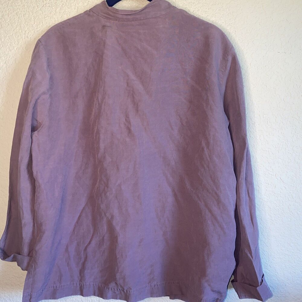 Easy Spirit Silk Linen Summer Shirt Blouse Tunic lagen cottage beach M Long flaw - Picture 6 of 15